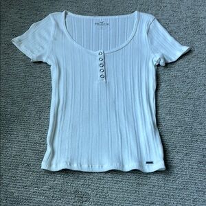 Hollister Women's White Ribbed Top